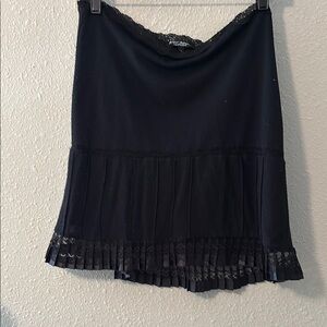 Elegant Black Lace Trim Skirt